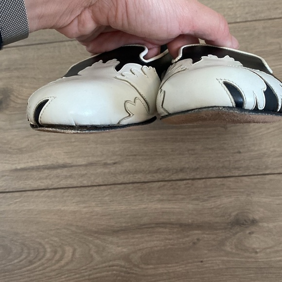 Alexander McQueen Women's Leather Loafers Black and White Floral Print size 37 - Picture 5 of 10